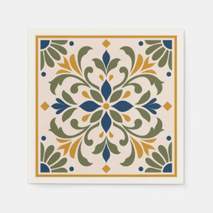 Mediterranean Botanical Tile Napkin