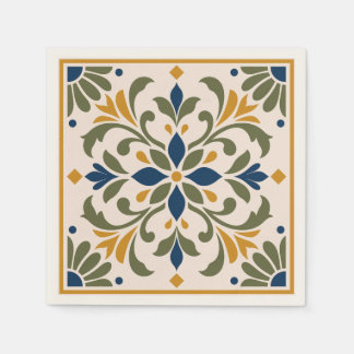 Mediterranean Botanical Tile Napkin
