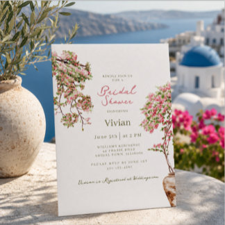 Mediterranean Bougainvillea Floral Bridal Shower Invitation