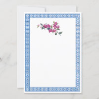 Mediterranean Bougainvillea Greek Key Invitation