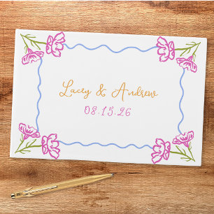 Mediterranean Bougainvillea Italian Floral Wedding Guest Book