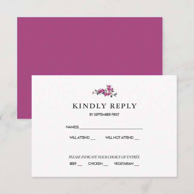 Mediterranean Bougainvillea Pink RSVP Response Invitation (Front/Back)