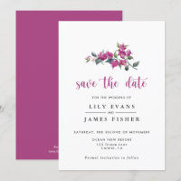 Mediterranean Bougainvillea Pink Save the Date Inv