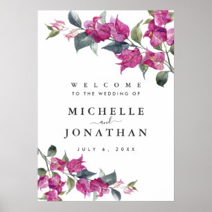 Mediterranean Bougainvillea Wedding Welcome Sign