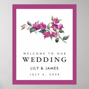 Mediterranean Bougainvillea Wedding  Welcome Sign