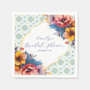 Mediterranean Bridal Shower Floral Elegant Napkin