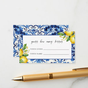 Mediterranean  Bridal Shower Guess how many Kisses Enclosure Card
