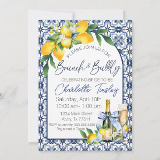 Mediterranean -Brunch & Bubbly Bridal Shower Invitation