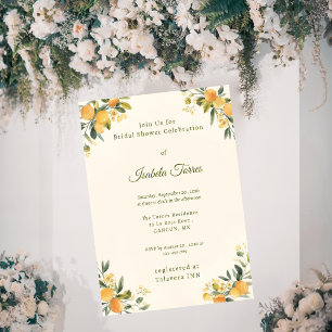 Mediterranean Citrus Botanical Bridal Shower Invitation