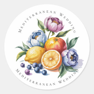 Mediterranean Citrus Bouquet Wedding Classic Round Sticker