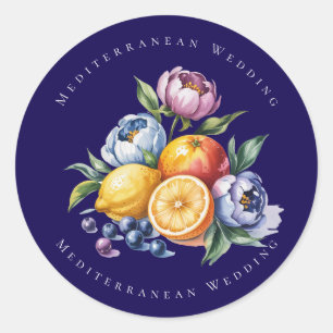 Mediterranean Citrus Bouquet Wedding Classic Round Sticker