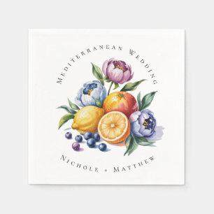 Mediterranean Citrus Bouquet Wedding Napkin
