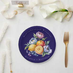 Mediterranean Citrus Bouquet Wedding Paper Plate