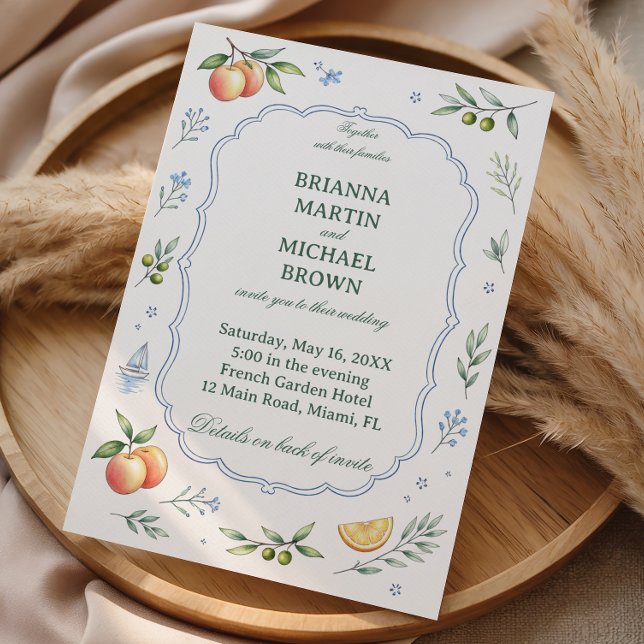 Mediterranean Citrus Floral Wedding Invitation (Creator Uploaded)