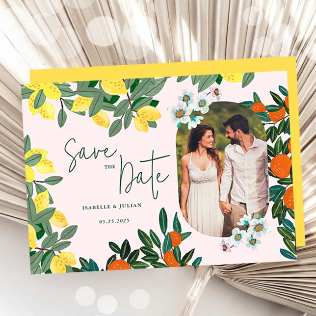 Mediterranean Citrus Floral Wedding Save the Date (Mediterranean Citrus Floral Wedding Save the Date)