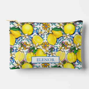 Mediterranean Citrus Lemon Pattern Accessory Pouch