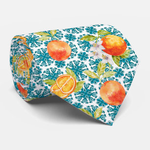 Mediterranean Citrus Lemon Pattern Tie