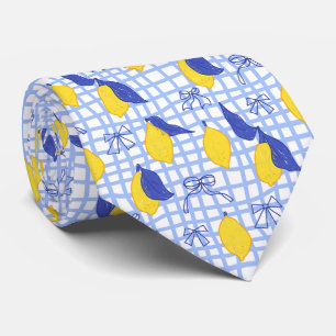 Mediterranean Citrus Lemon Pattern Tie