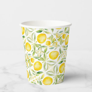 Mediterranean Citrus Lemon Tiles Paper Cups