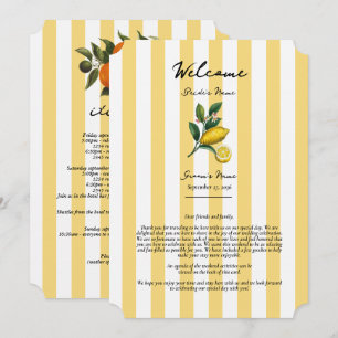 Mediterranean Citrus Lemon Wedding Itinerary Programme