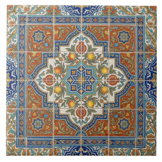 Mediterranean Citrus Mosaic Tile Vintage (Front)