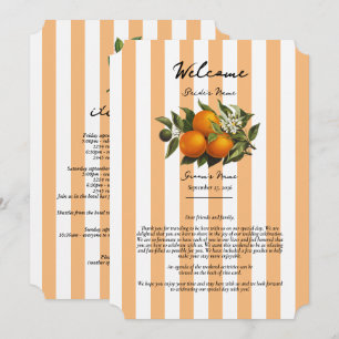 Mediterranean Citrus Orange Wedding Itinerary Programme