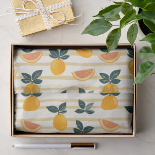 Mediterranean Citrus & Pink Grapefruit Stripes Tissue Paper
