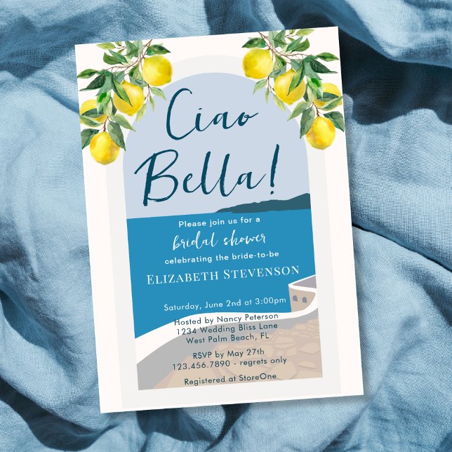 Mediterranean Coast Ciao Bella Bridal Shower  Invitation (Creator Uploaded)