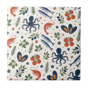 Mediterranean, Coastal Blue Wall Decor, European  Tile