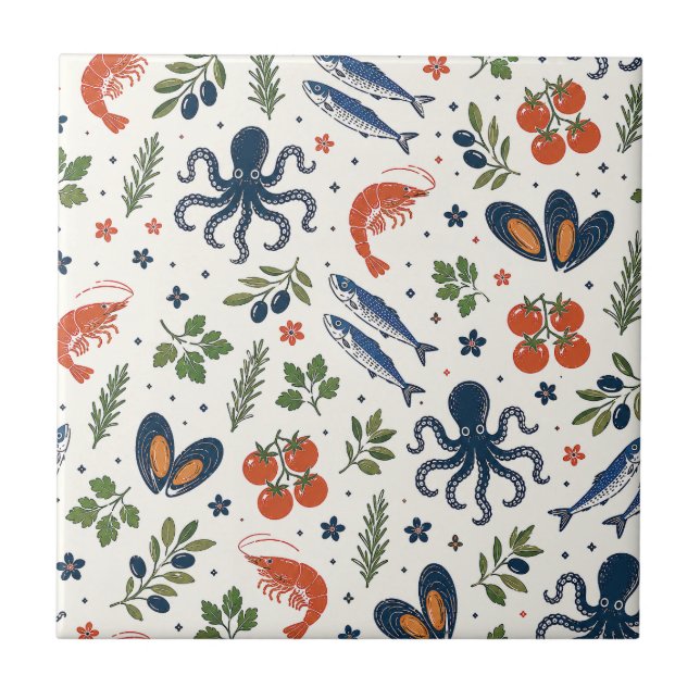 Mediterranean, Coastal Blue Wall Decor, European  Tile (Front)