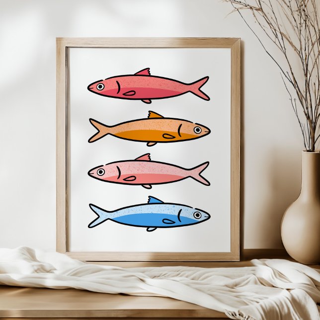 Mediterranean Coastal Sardine Illustration Art Poster (Creator Uploaded)