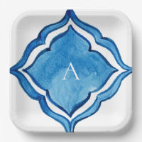 Mediterranean Cobalt Blue Tile Monogram