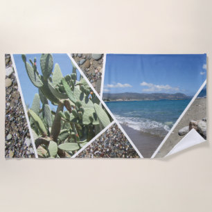 Mediterranean Collage Design Beach Towel