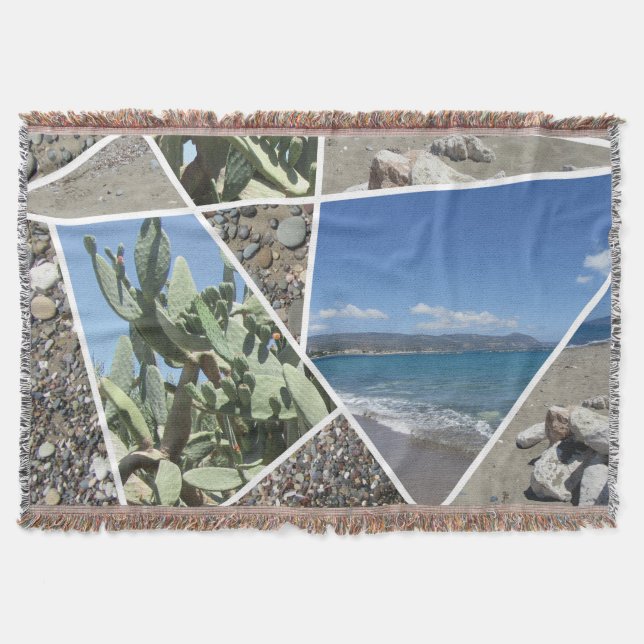 Mediterranean Collage Design Throw Blanket (Front)