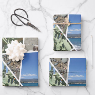 Mediterranean Collage Design Wrapping Paper Sheet