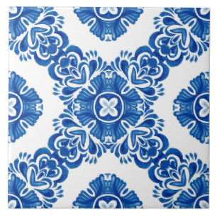 Mediterranean Decorative Blue and White Pattern Tile