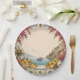 Mediterranean Escape Boat   Coastal Party Decor Paper Plate