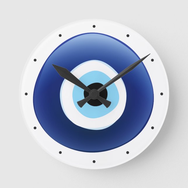 Mediterranean Evil Eye Protection Round Clock (Front)