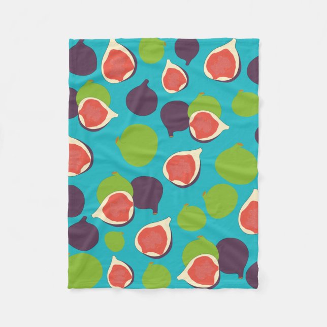 Mediterranean Fig Summer Fruit Pattern Fleece Blanket (Front)