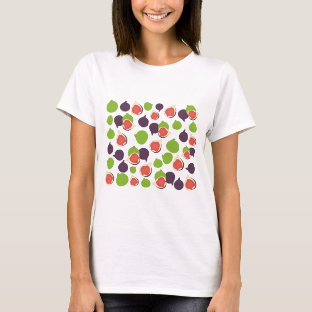Mediterranean Fig Summer Fruit Pattern  T-Shirt (Front)