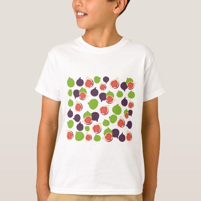 Mediterranean Fig Summer Fruit Pattern T-Shirt (Front)