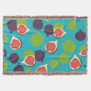 Mediterranean Fig Summer Fruit Pattern Throw Blanket