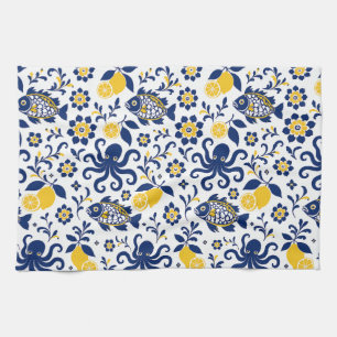 Mediterranean Fish & Lemon Kitchen Towels