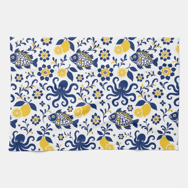 Mediterranean Fish & Lemon Kitchen Towels  (Horizontal)