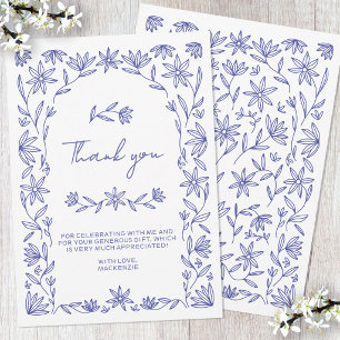 Mediterranean Floral Bridal Shower Thank You Card