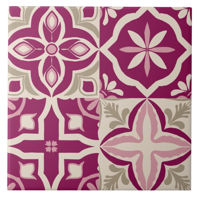 Mediterranean Floral Mosaic Decor Tile (Front)