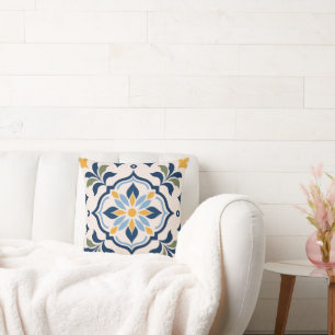 Mediterranean Floral Pattern Cushion