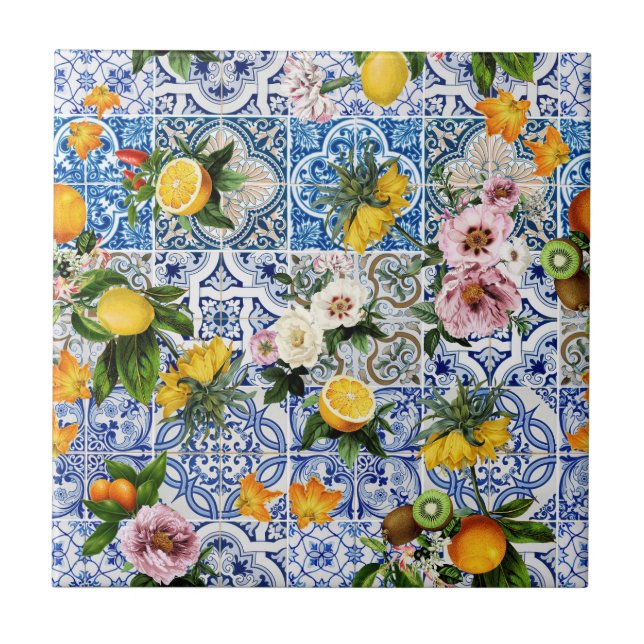 Mediterranean Floral  Tile (Front)