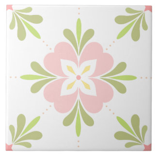 Mediterranean Flower Pink & Sage Tile