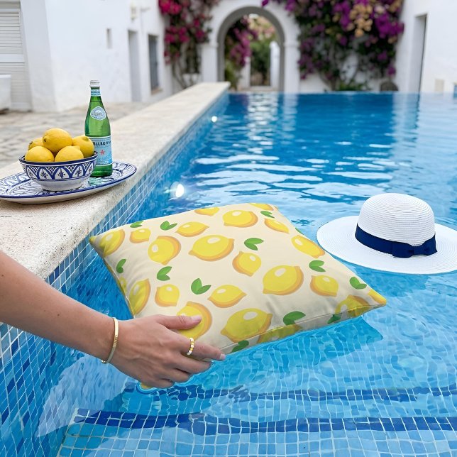 Mediterranean Fresh Lemon Pattern Sunny Summer Cushion (Creator Uploaded)